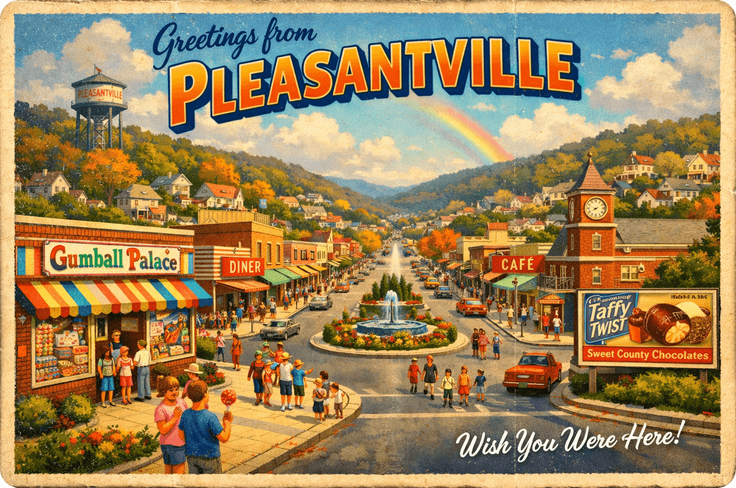 A quiet, controlled street in Pleasantville